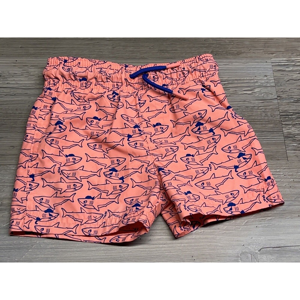 Cat & Jack Neon Pink‎ Sharks Swim Trunks Toddler Boys 18 Months Mesh Lined